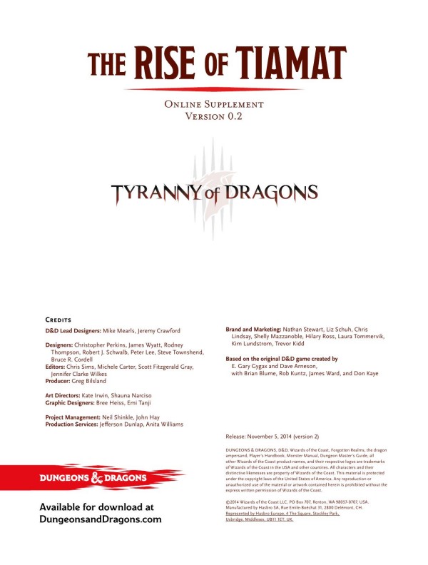 Cover of Rise of Tiamat Supplement